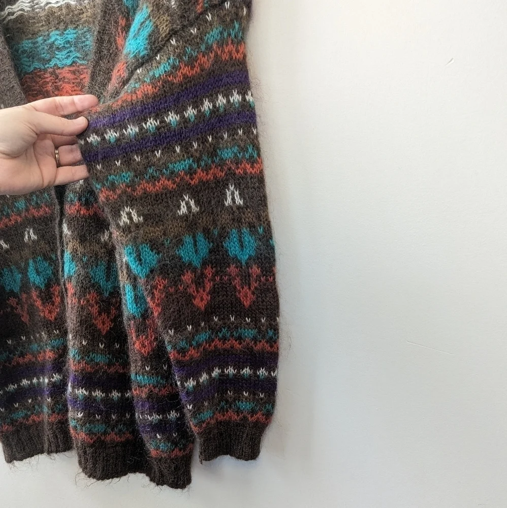 Vintage Southwestern Shaggy  Mohair‎ Cardigan Fuzzy 90s - Picture 5 of 10